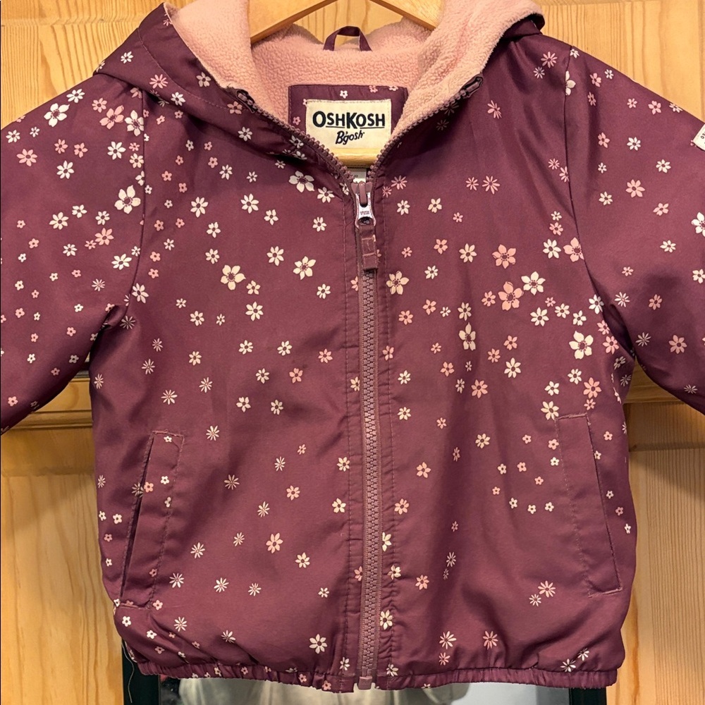 OshKosh B'gosh Plum Floral Hooded Jacket Sz 3T